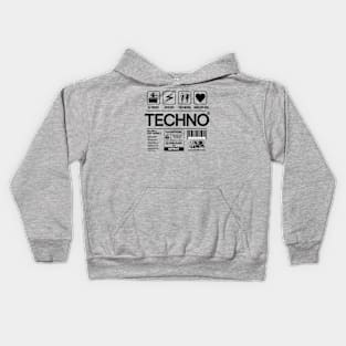 TECHNO  - Product Label (Black) Kids Hoodie